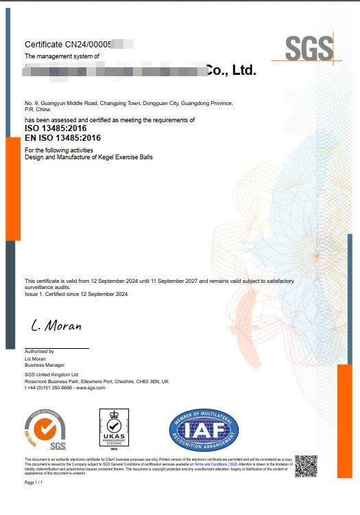 ISO 13485 医疗器械质量管理体系认证证书